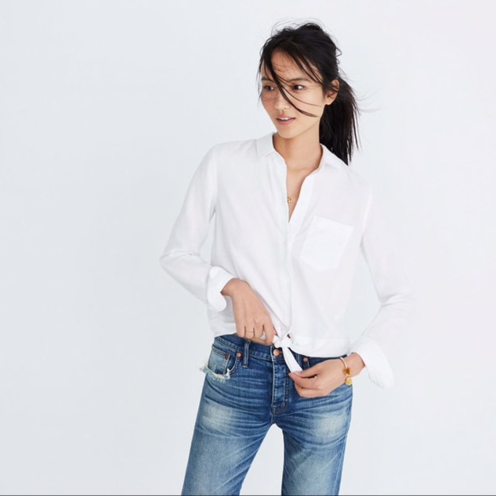 Madewell White Tie-Front Shirt XS